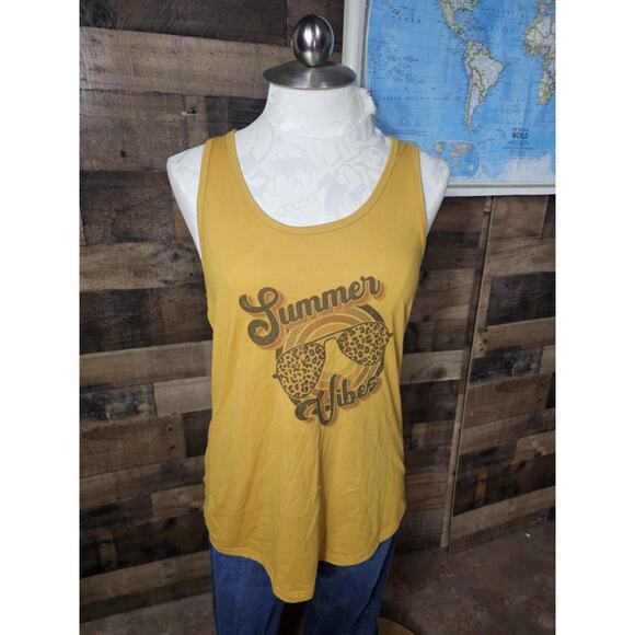Ideal T Mustard Yellow "Summer Vibes" Tank Top Size XL - Picture 1 of 2